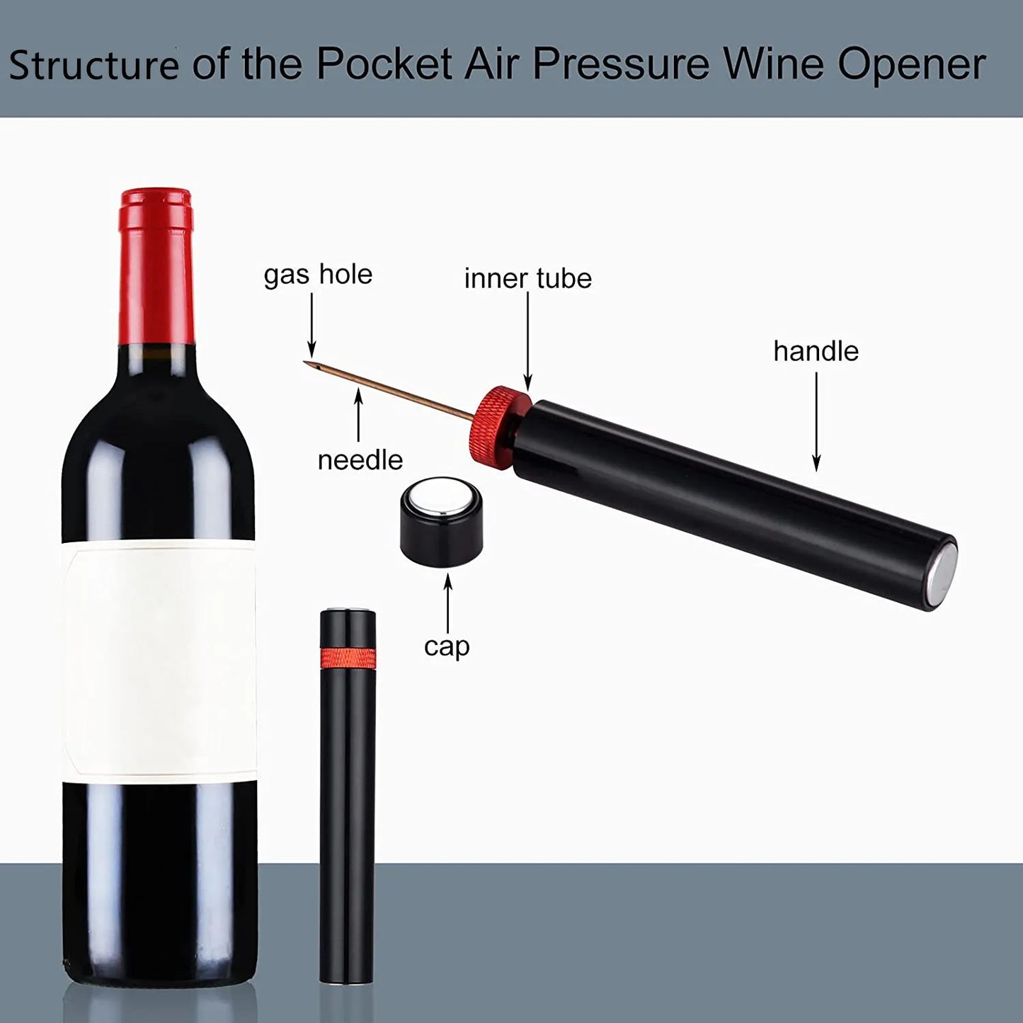 Bottle Corkscrew Portable Wine Opener with Air Pressure Pump