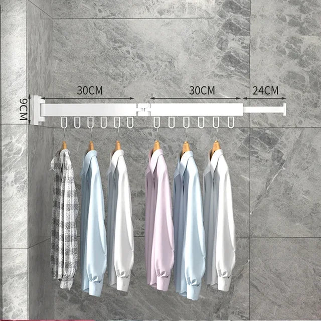 Retractable Cloth Drying Rack Folding Clothes Hanger Wall Mount  Indoor & Outdoor Space Saving Aluminum Home Laundry Clothesline