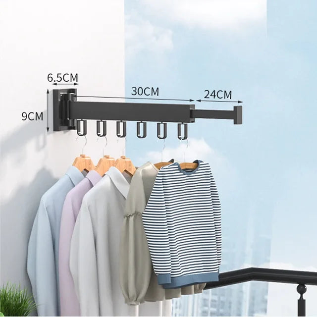 Retractable Cloth Drying Rack Folding Clothes Hanger Wall Mount  Indoor & Outdoor Space Saving Aluminum Home Laundry Clothesline