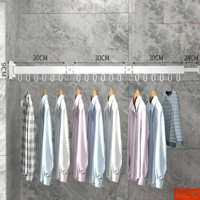 Retractable Cloth Drying Rack Folding Clothes Hanger Wall Mount  Indoor & Outdoor Space Saving Aluminum Home Laundry Clothesline