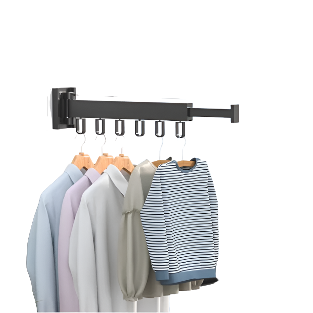 Retractable Cloth Drying Rack Folding Clothes Hanger Wall Mount  Indoor & Outdoor Space Saving Aluminum Home Laundry Clothesline