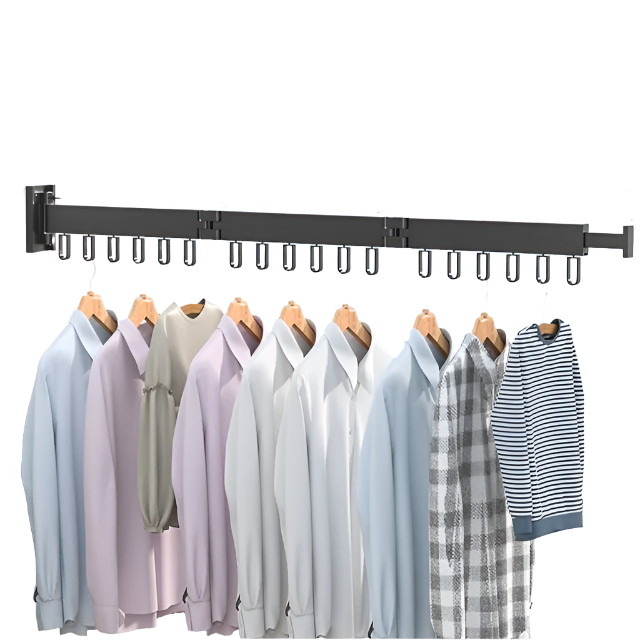 Retractable Cloth Drying Rack Folding Clothes Hanger Wall Mount  Indoor & Outdoor Space Saving Aluminum Home Laundry Clothesline