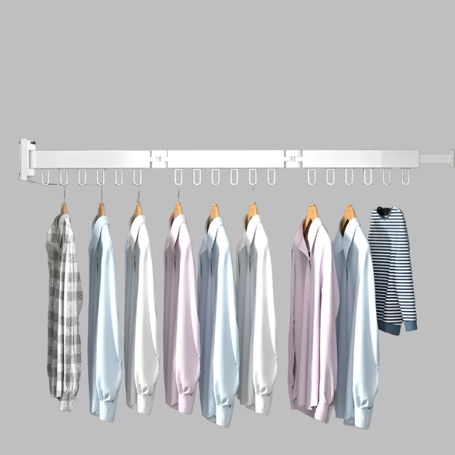 Retractable Cloth Drying Rack Folding Clothes Hanger Wall Mount  Indoor & Outdoor Space Saving Aluminum Home Laundry Clothesline