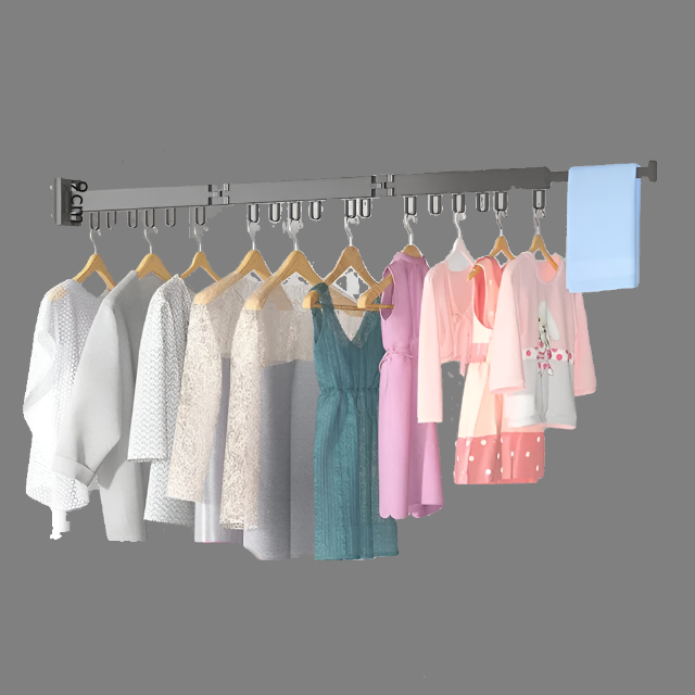 Retractable Cloth Drying Rack Folding Clothes Hanger Wall Mount  Indoor & Outdoor Space Saving Aluminum Home Laundry Clothesline