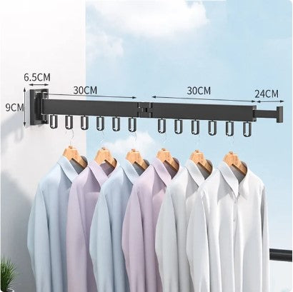 Retractable Cloth Drying Rack Folding Clothes Hanger Wall Mount  Indoor & Outdoor Space Saving Aluminum Home Laundry Clothesline