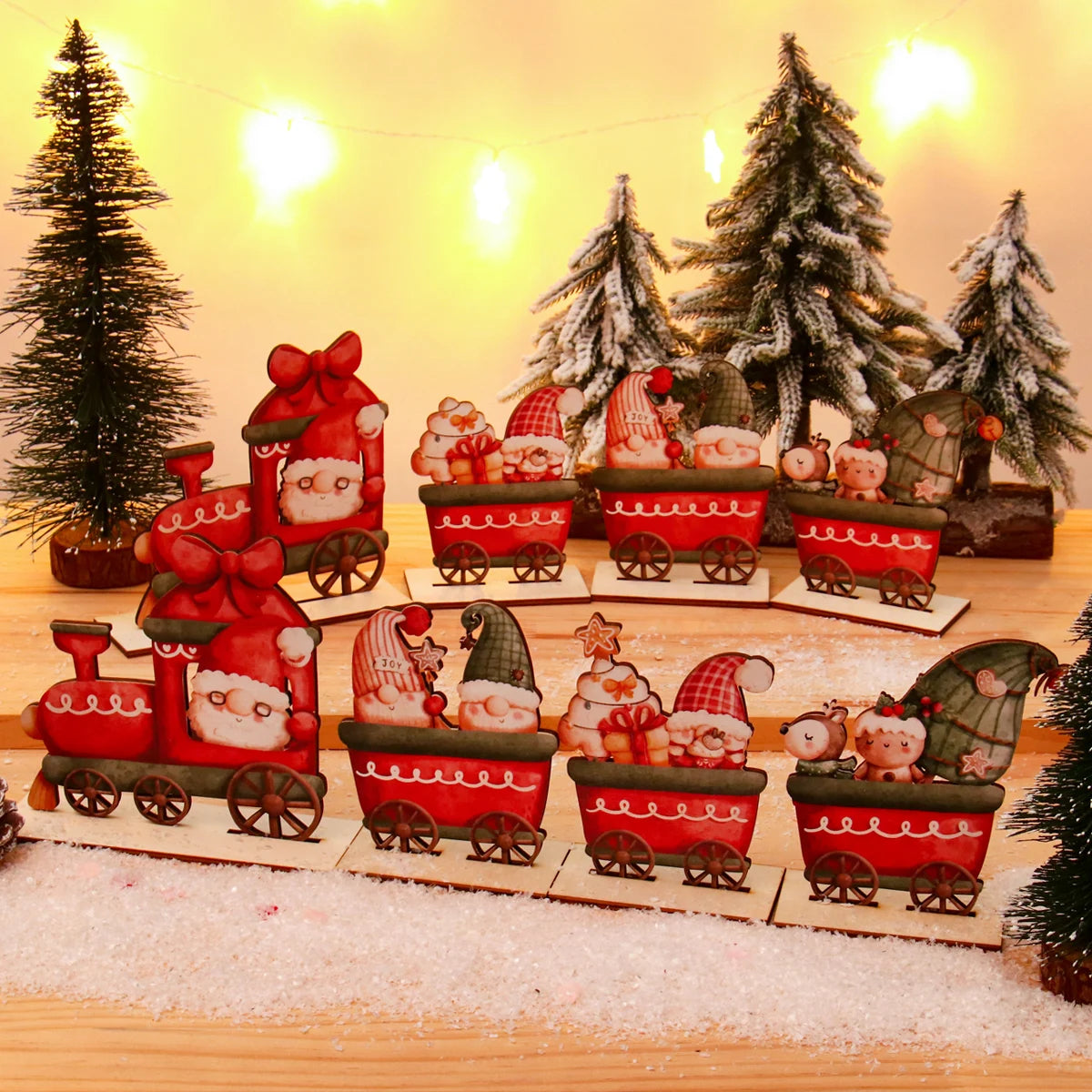 Christmas Wooden Train Merry Christmas Decoration for Home 2024 Christmas Ornaments Navidad Xmas Gift New Year 2025