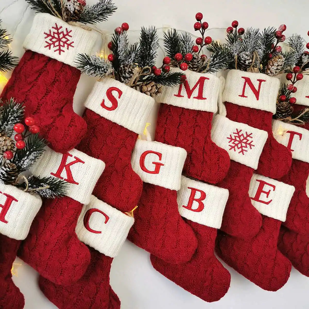 Alphabet Knitting Socks Tree Ornaments Decorations For Home 2023 Noel 2024 Gift