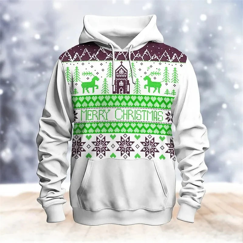 Snowman 3D Printed Hoodies For Men Clothes Fashion Elk Women Pullovers Casual Winter Sweatshirts Y2k Tops