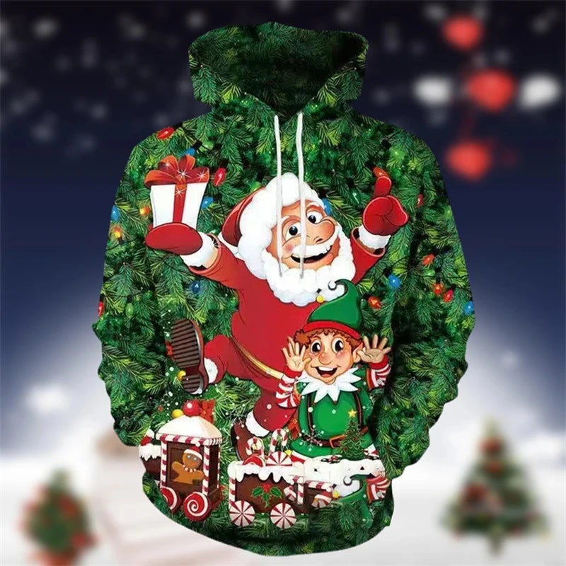 Funny Santa Claus Gifts 3D Printed Hoodie For Men Clothes In Hoodies  Sweatshirts Y2k Pullovers Tops