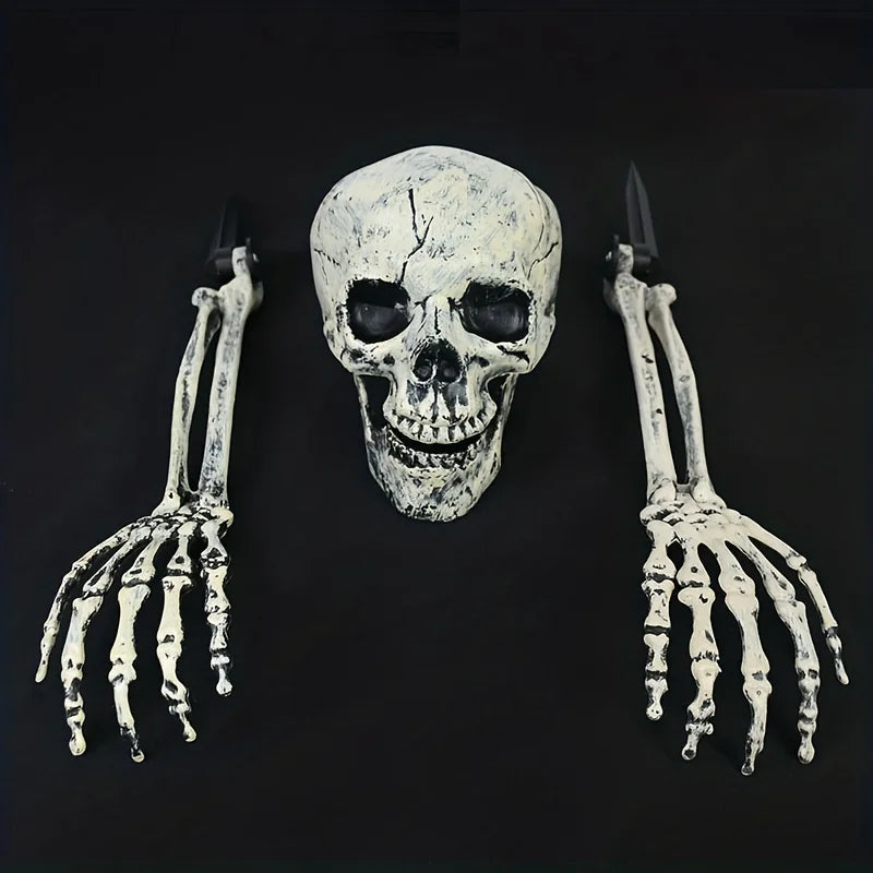 Realistic Skeleton Stakes Halloween Realistic Skull Skeleton Head Human Hand Arms for Halloween Party Home Garden Lawn Decor