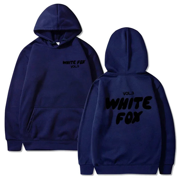 Women's white fox hooded sweatshirt letter printed fashion loose sweater Harajuku casual sweatshirt long sleeved