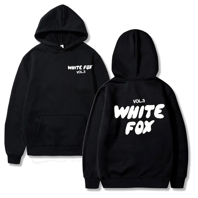 Women's white fox hooded sweatshirt letter printed fashion loose sweater Harajuku casual sweatshirt long sleeved