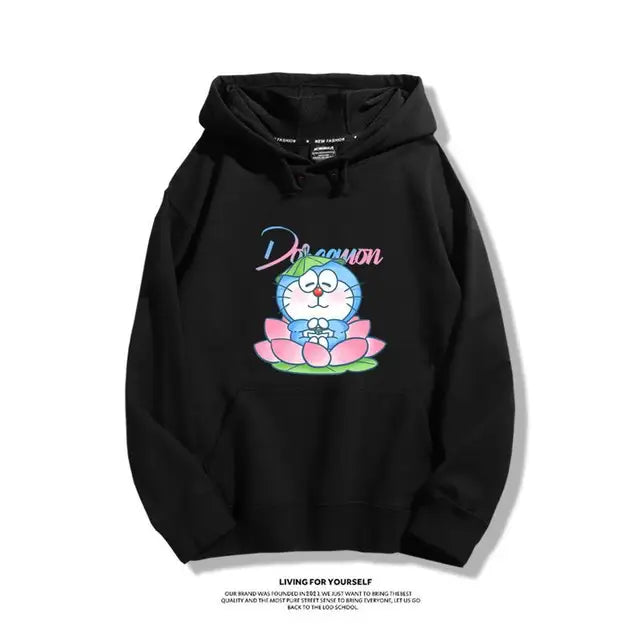 2024 Anime Doraemon Hoodie Fashion Long Sleeve Neutral Autumn/Winter Retro Sportswear Blue Fat Casual Y2K Top