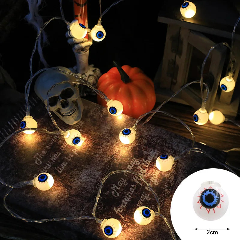 Halloween Decoration Led Light String Pumpkin Skull Head Eyeball Shaped Lamp String  Trick Or Treat Lantern Horror Halloween Day