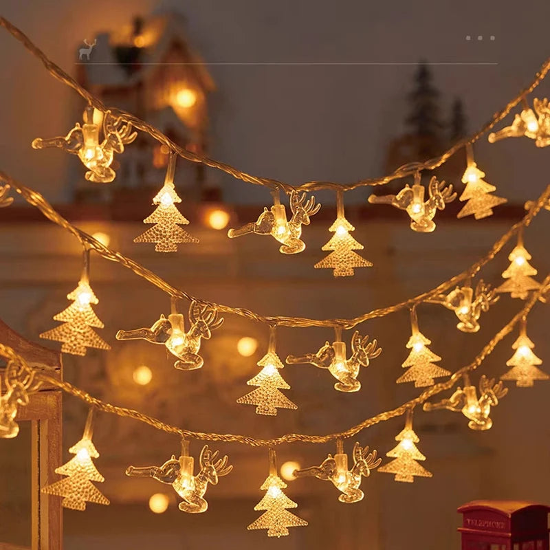 1.5-3-6M New Year LED Snowflake Lights String Christmas Tree Decoration Home Garland Festival Lights Lamp Xmas Party Supplies