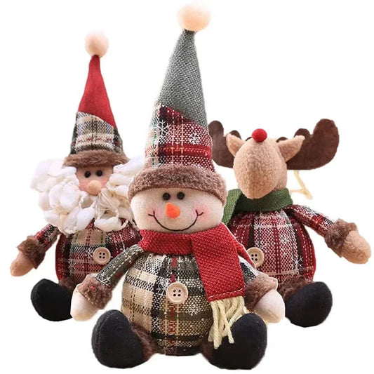 Snowman Doll Decor for Home Table 2023 Elk Doll Ornaments Santa Claus Gift Happy New Year 2024