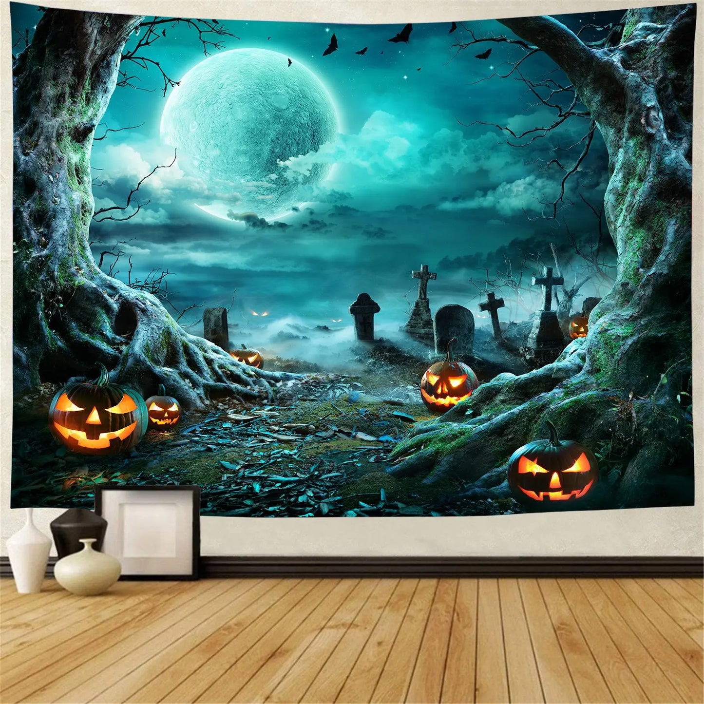 Home Decor Tapestry Ghost Wall Carpet Decoration Devil Bedspread Cushion Halloween Pumpkin Lantern Tapestry 230x180cm tapiz