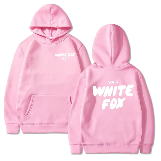 Women's white fox hooded sweatshirt letter printed fashion loose sweater Harajuku casual sweatshirt long sleeved