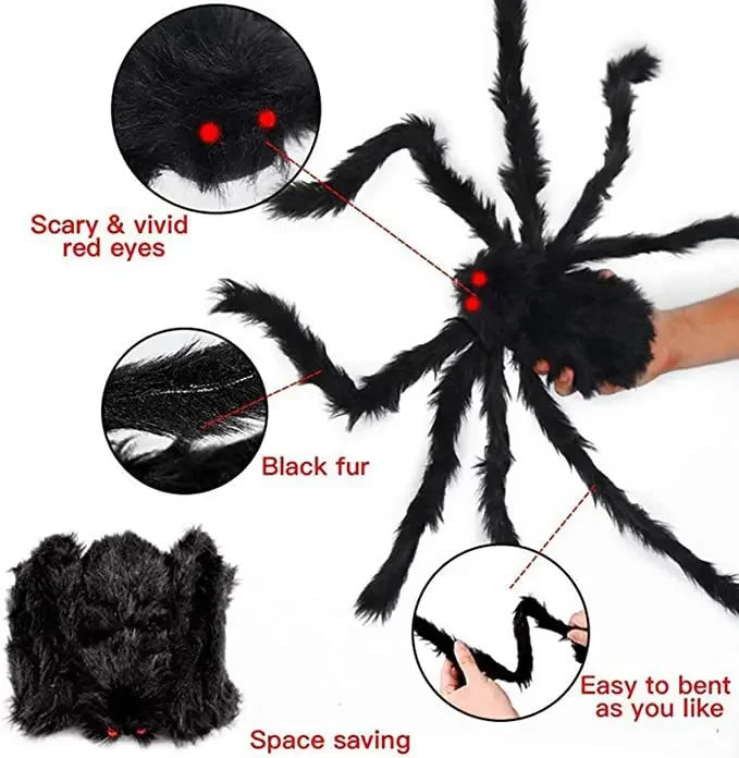 Halloween simulation furry spider indoor and outdoor atmosphere to create decorative props carnival night tricky cobwebs