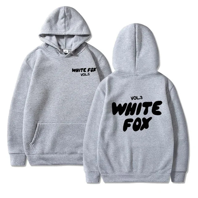 Women's white fox hooded sweatshirt letter printed fashion loose sweater Harajuku casual sweatshirt long sleeved