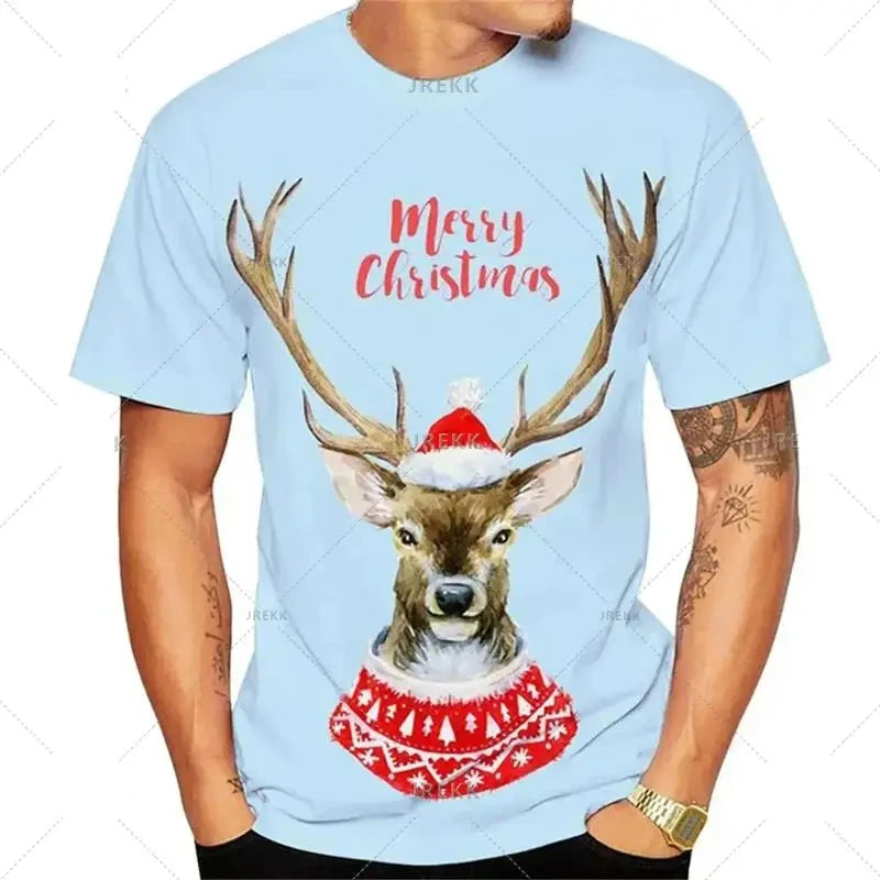 Funny T-shirt 3d Printed Santa Claus Oversized Tops Men TShirts-6-design-options