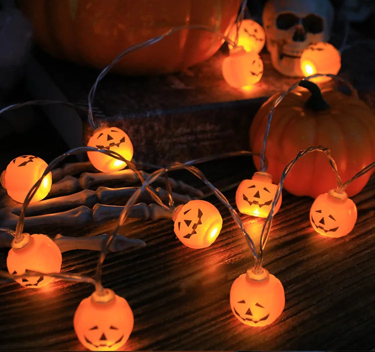 Halloween Decoration Led Light String Pumpkin Skull Head Eyeball Shaped Lamp String  Trick Or Treat Lantern Horror Halloween Day