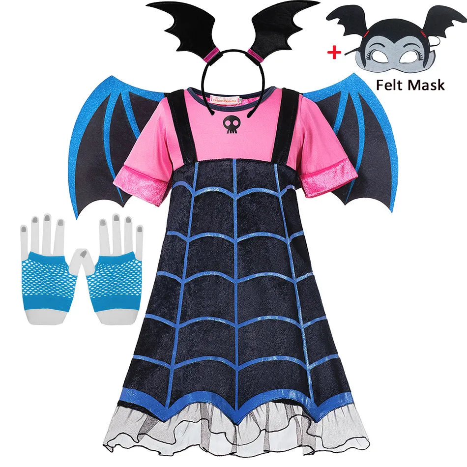 Halloween Vampire Disguise Clothing Child Disney Junior Vampirina Dress with Wings Gloves Girls All Saints' Day Kids Costume