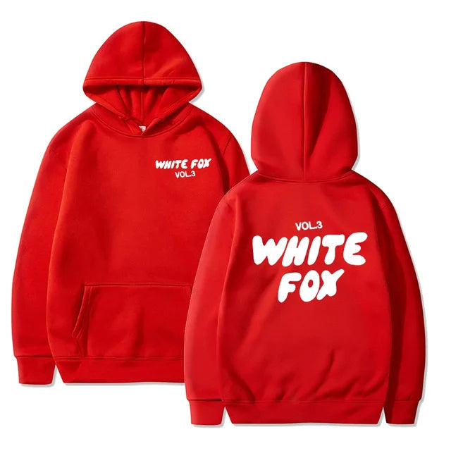 Women's white fox hooded sweatshirt letter printed fashion loose sweater Harajuku casual sweatshirt long sleeved