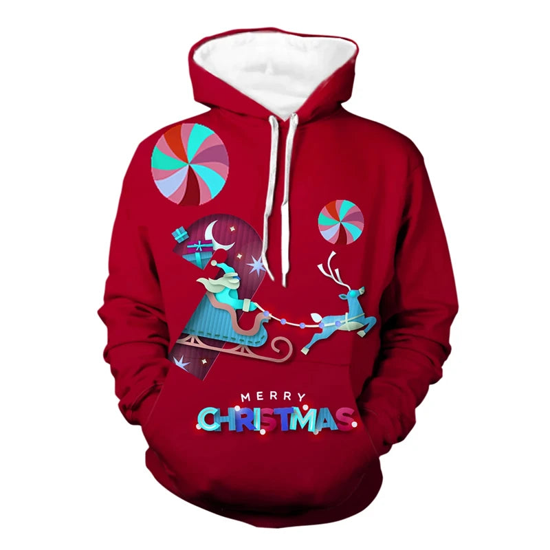 Funny Santa Claus Gifts 3D Printed Hoodie For Men Clothes In Hoodies  Sweatshirts Y2k Pullovers Tops