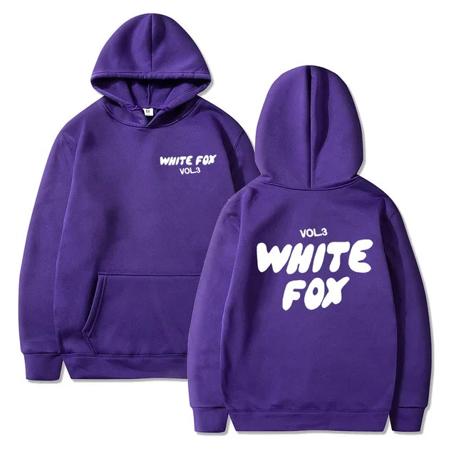 Women's white fox hooded sweatshirt letter printed fashion loose sweater Harajuku casual sweatshirt long sleeved