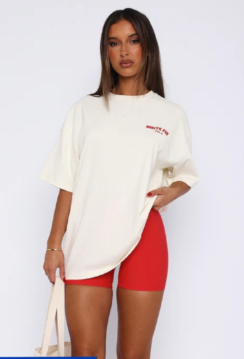 White Fox Summer Street Round Neck Letter Tshirts Short Sleeve Tops Mens Woman Fashion Tide Casual T-Shirt Short Sleeves Loose Comfortable