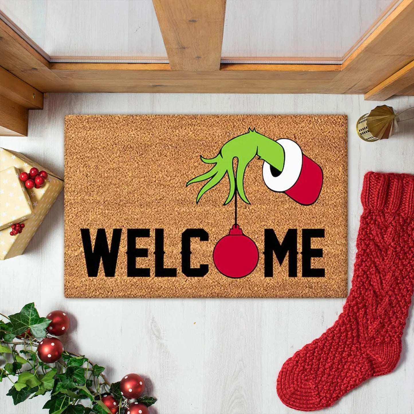 Xmas Welcome Christmas Mat Non-Slip And Washable Doormat Decoration Door Mat Entrance Rugs 40x60 cm-15.7x23.6 inches