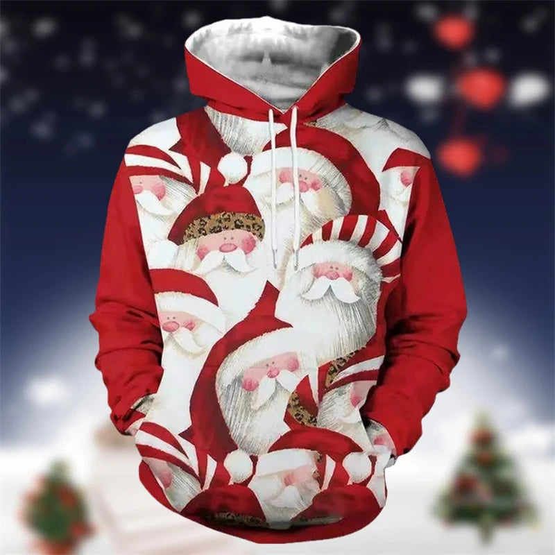 Funny Santa Claus Gifts 3D Printed Hoodie For Men Clothes In Hoodies  Sweatshirts Y2k Pullovers Tops