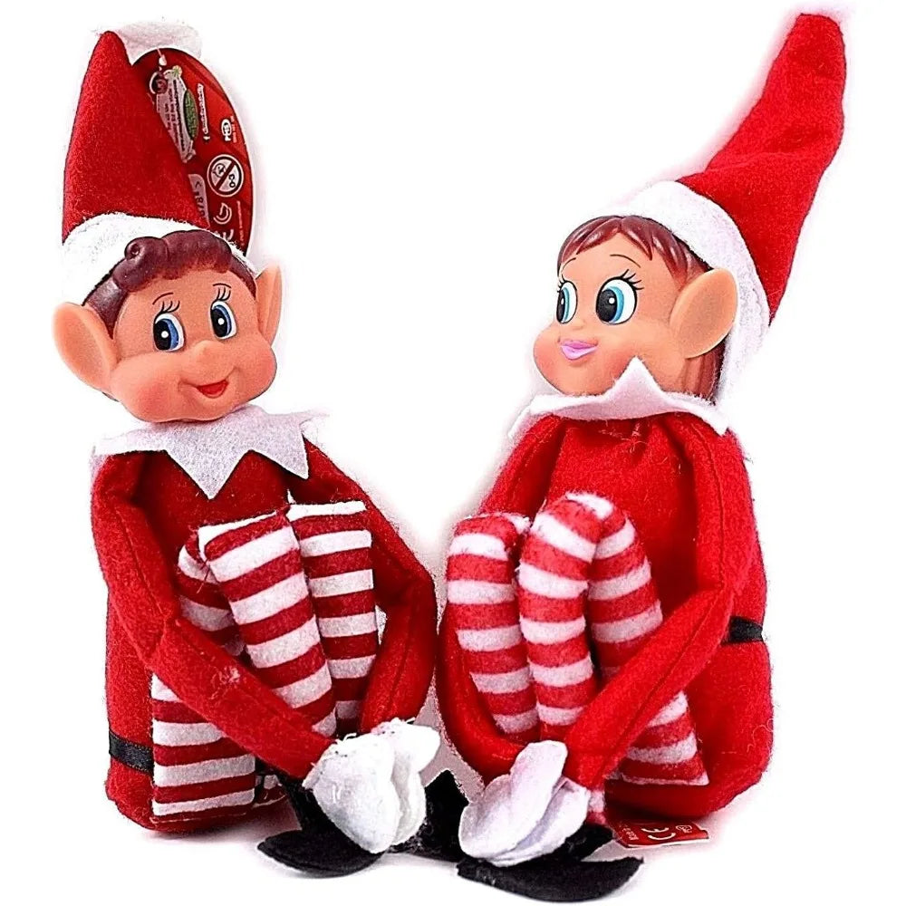 42cm Elf Doll for Kids Mini Toy Elf Dolls Poseable Little Elf Shelf Sitters with Dangling Legs