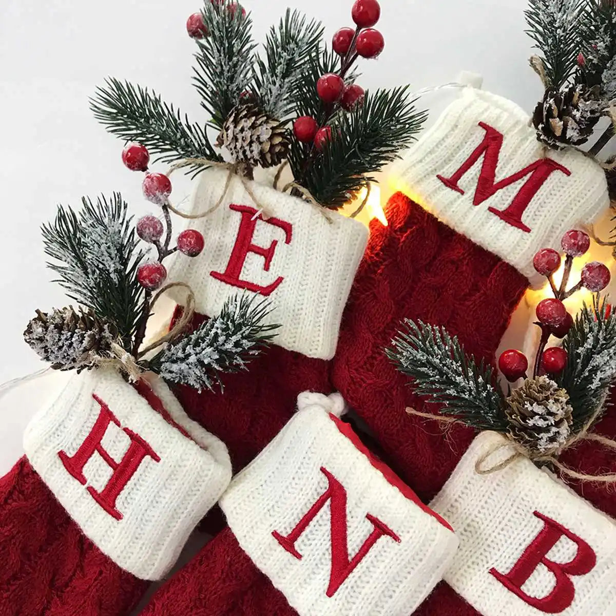 Alphabet Knitting Socks Tree Ornaments Decorations For Home 2023 Noel 2024 Gift