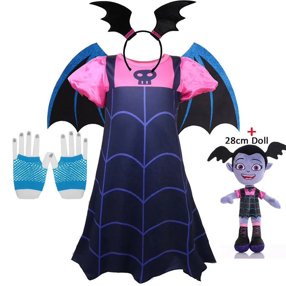 Halloween Vampire Disguise Clothing Child Disney Junior Vampirina Dress with Wings Gloves Girls All Saints' Day Kids Costume