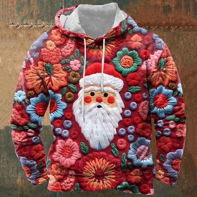 Funny Colourful Santa Claus 3D Print Hoodies For Men Clothes Fashion Cartoon Gifts Sweatshirt Xmas