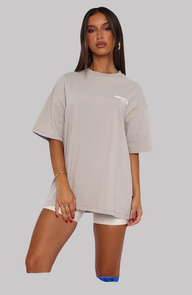 White Fox Summer Street Round Neck Letter Tshirts Short Sleeve Tops Mens Woman Fashion Tide Casual T-Shirt Short Sleeves Loose Comfortable