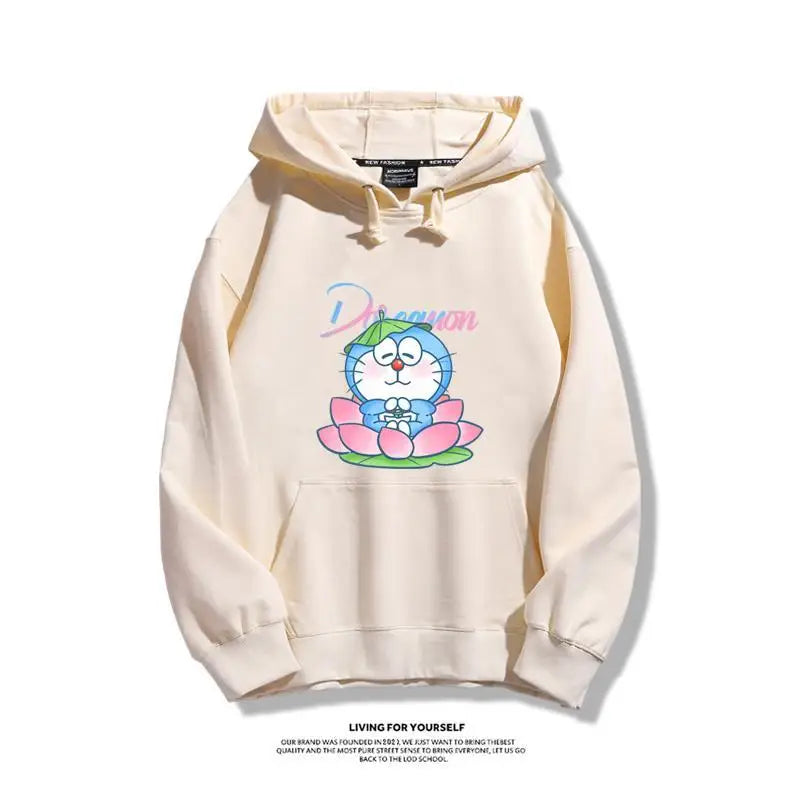 2024 Anime Doraemon Hoodie Fashion Long Sleeve Neutral Autumn/Winter Retro Sportswear Blue Fat Casual Y2K Top