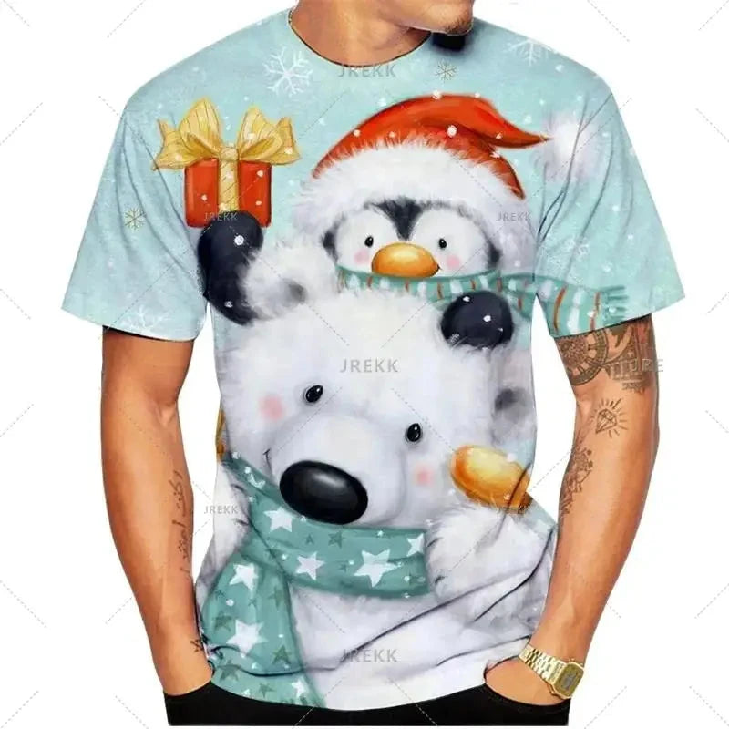 Funny T-shirt 3d Printed Santa Claus Oversized Tops Men TShirts-6-design-options