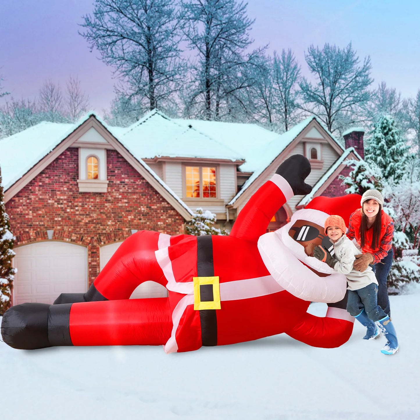 10FT Giant Christmas Inflatable Black Santa Christmas Outdoor Inflatables Christmas Blow Up Yard Decorations for Xmas Garden