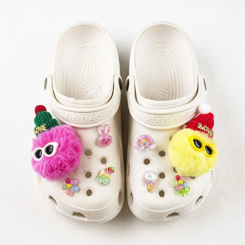 Miniso Holidays Theme Shoes Charms Set Cute Plush Hairball Shoe Decoration Accessories Cartoon Shoe Party Gifts