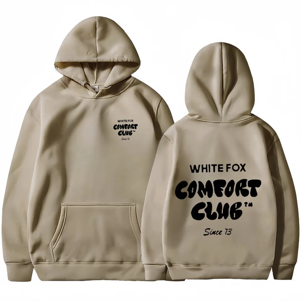 White Fox Comfort Club European American Trendy Fashion for Women Hoodie Casual 4-Color options