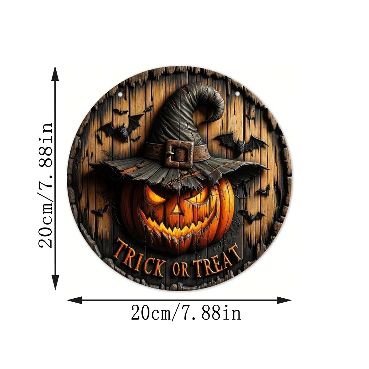 Halloween Wooden Wreath Logo Retro Pumpkin Head Horror Art Decoration, Home Garden Courtyard Wooden Hanging Pendant