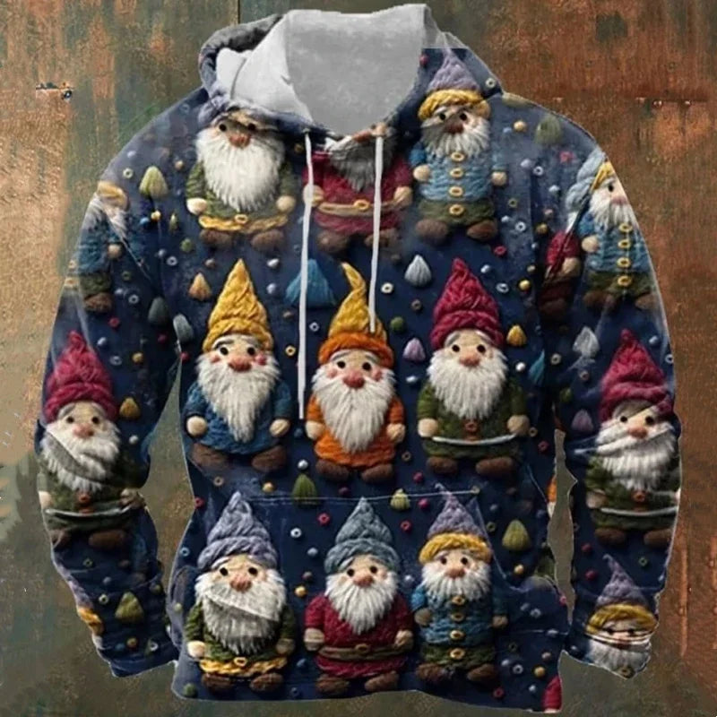 Funny Colourful Santa Claus 3D Print Hoodies For Men Clothes Fashion Cartoon Gifts Sweatshirt Xmas