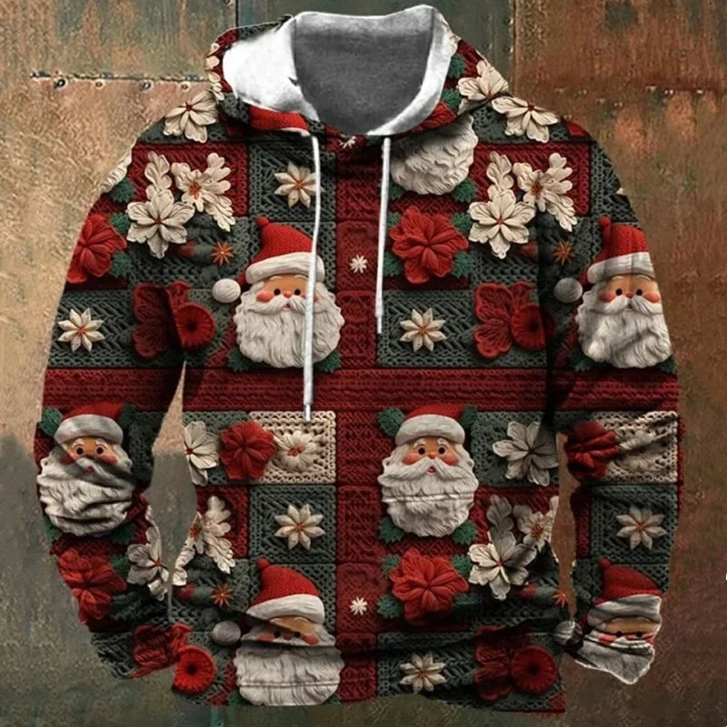 Funny Colourful Santa Claus 3D Print Hoodies For Men Clothes Fashion Cartoon Gifts Sweatshirt Xmas