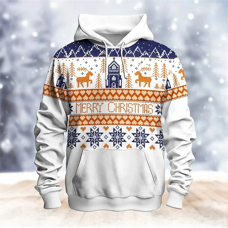 Snowman 3D Printed Hoodies For Men Clothes Fashion Elk Women Pullovers Casual Winter Sweatshirts Y2k Tops