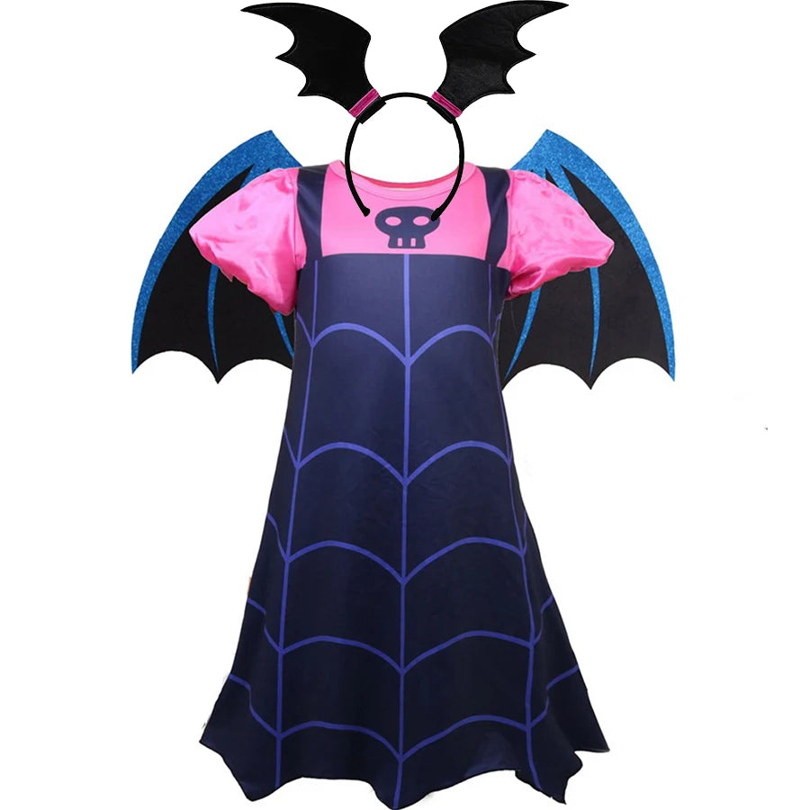 Halloween Vampire Disguise Clothing Child Disney Junior Vampirina Dress with Wings Gloves Girls All Saints' Day Kids Costume