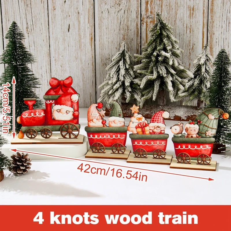 Christmas Wooden Train Merry Christmas Decoration for Home 2024 Christmas Ornaments Navidad Xmas Gift New Year 2025