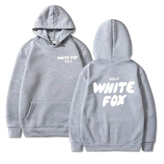 Women's white fox hooded sweatshirt letter printed fashion loose sweater Harajuku casual sweatshirt long sleeved